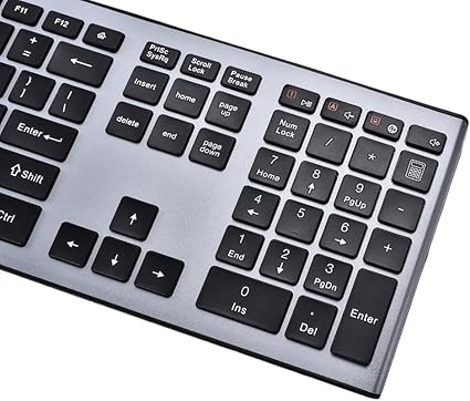 Wireless Ergonomic Computer Keyboard with Number Pad, Black - Image 3