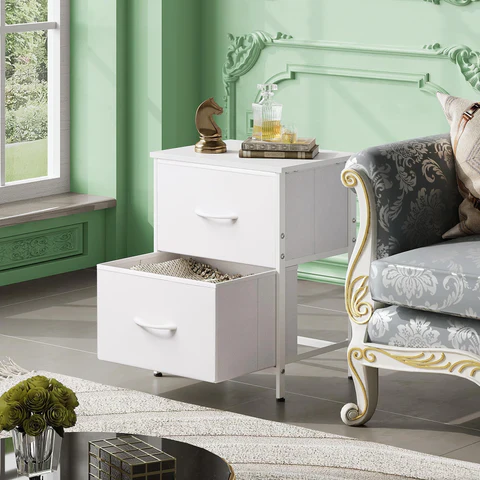 Wlive White Nightstand, 2 Drawer Dresser - Image 2
