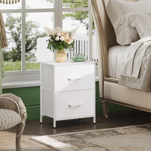 Wlive White Nightstand, 2 Drawer Dresser - Image 3