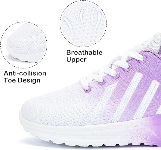 Womens Air Running Shoes Lightweight Sneakers Air Cushion Walking Tennis White Purple - Image 5