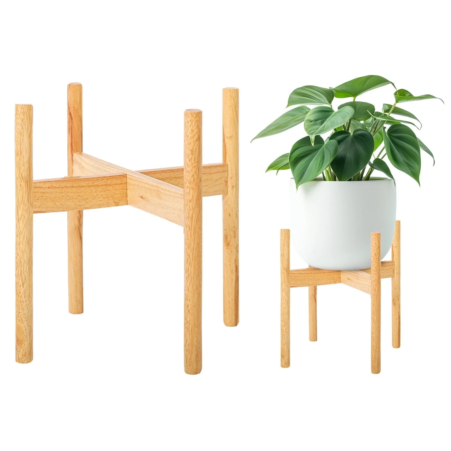 Wooden Single Floor Plant Pot Holder, Natural