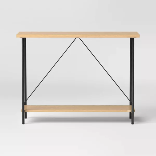 Wood and Metal Console Table Natural, - Image 2