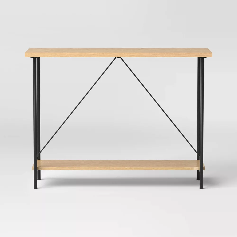 Wood and Metal Console Table Natural - Image 2