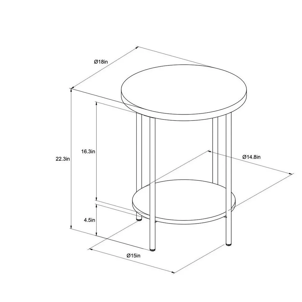 Wood and Metal Round Side Table Black - Image 2