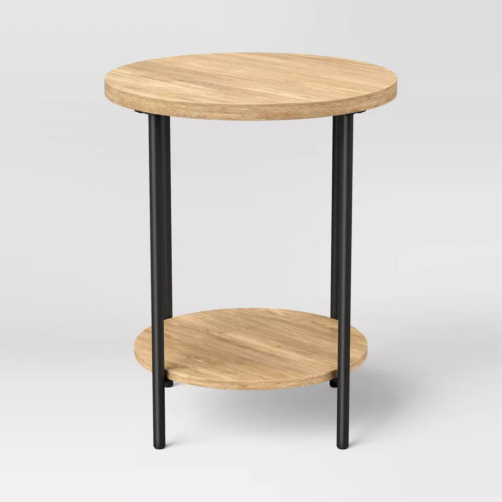 Wood and Metal Small Round Side Table - Image 3