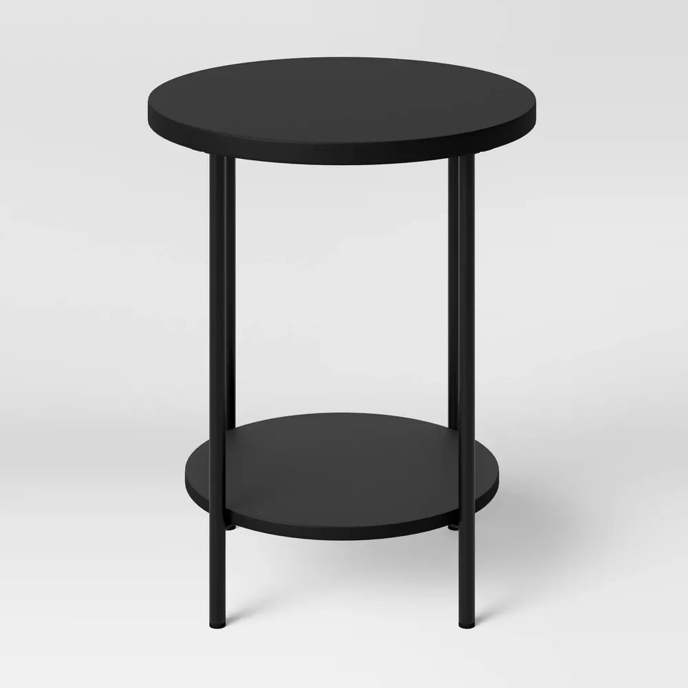 Wood and Metal Small Round Side Table - Image 2