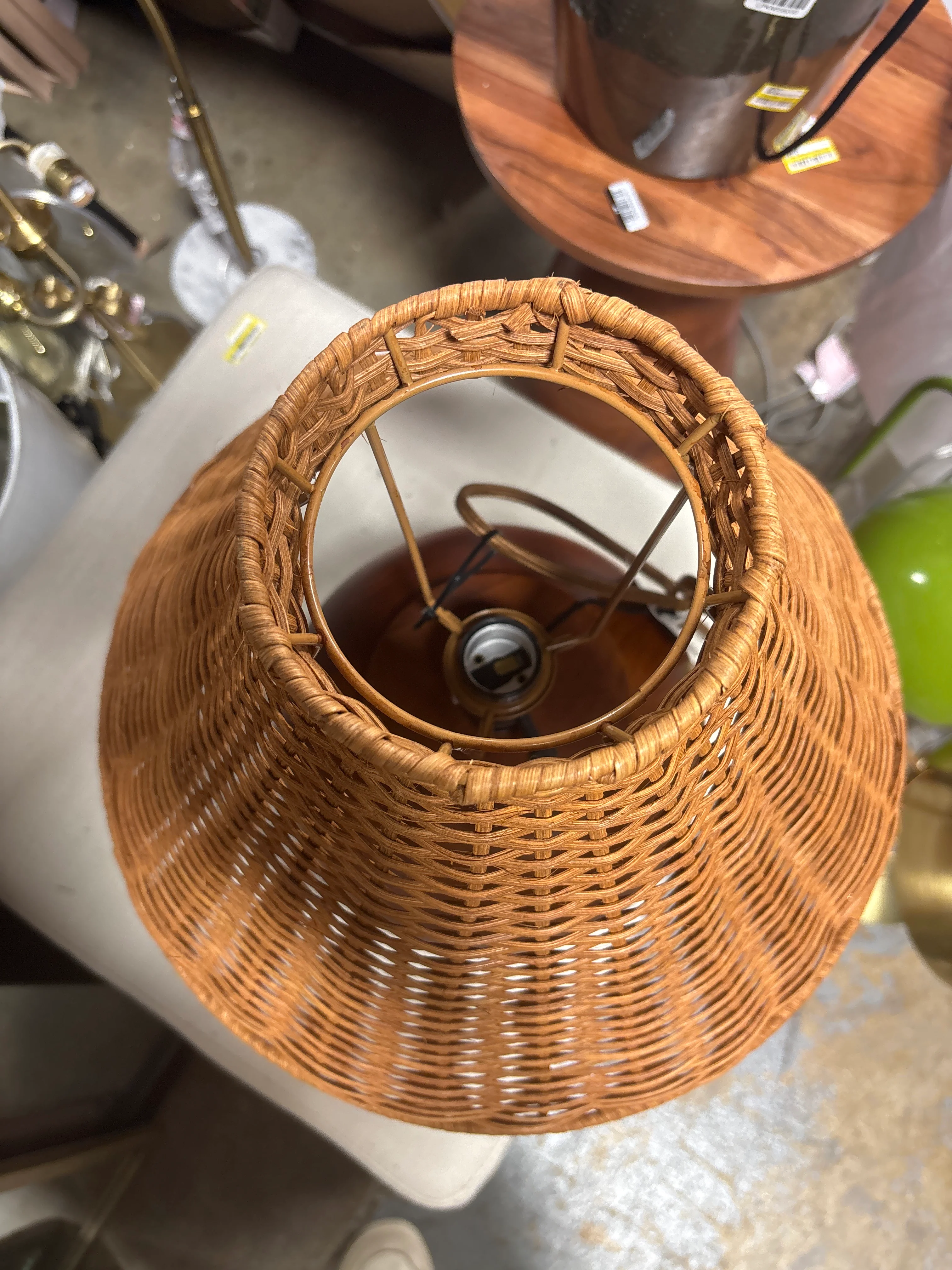 Wood Base with Rattan Shade Accent Table Lamp SHOWROOM ITEM - Image 4