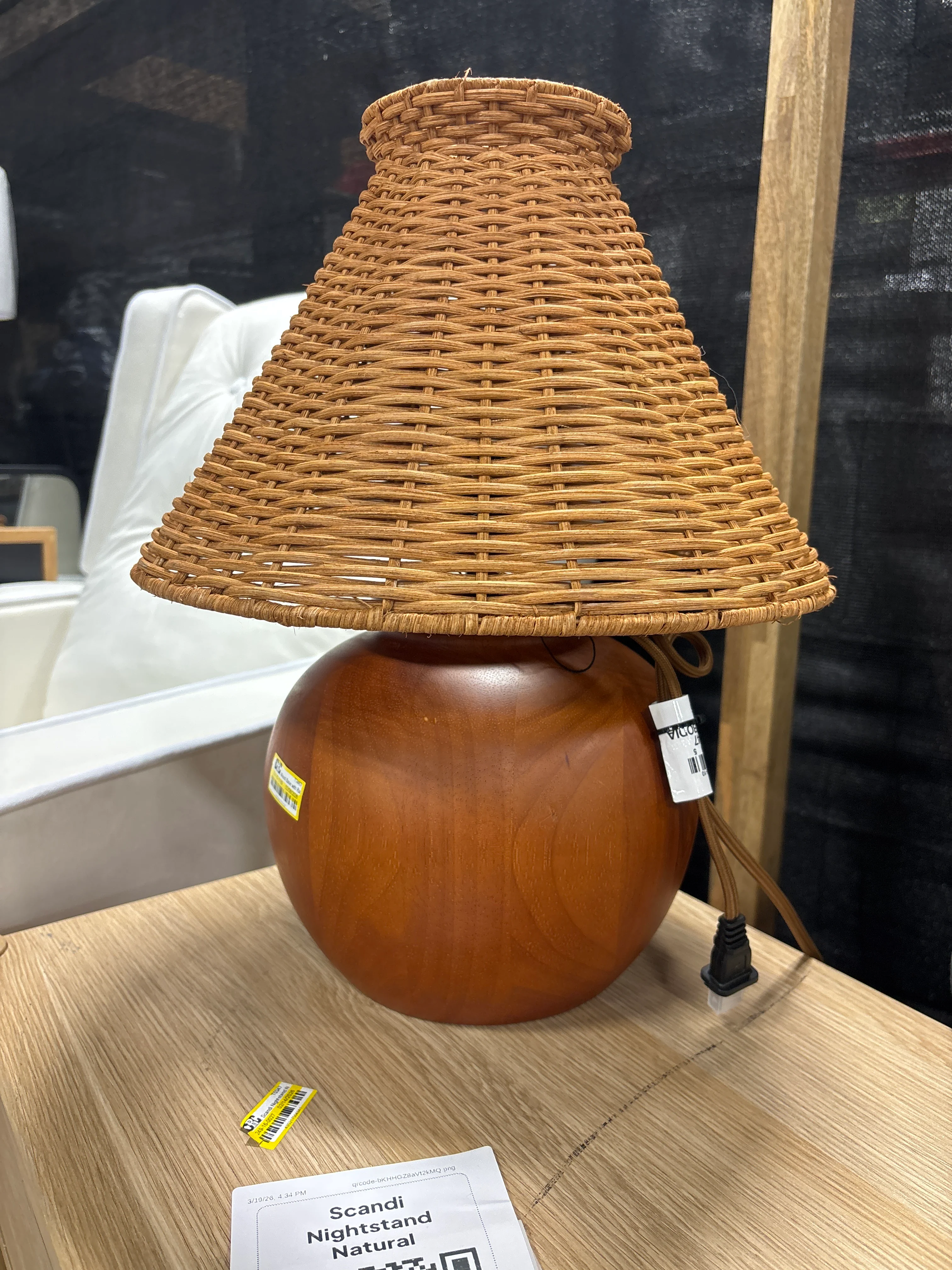 Wood Base with Rattan Shade Accent Table Lamp SHOWROOM ITEM - Image 2
