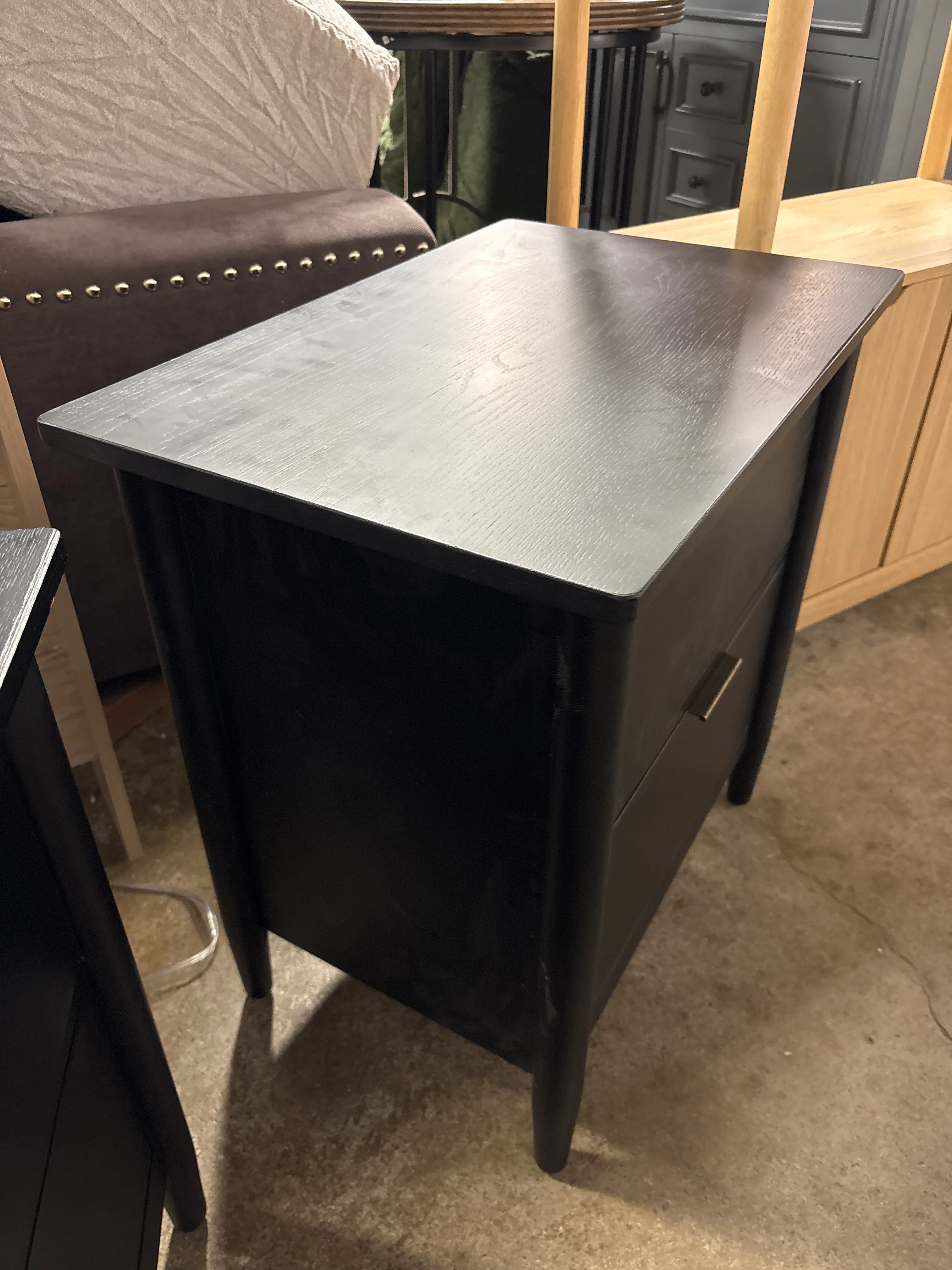 (Set of 2) Wood Nightstand with Drawers Black SHOWROOM ITEM - Image 4