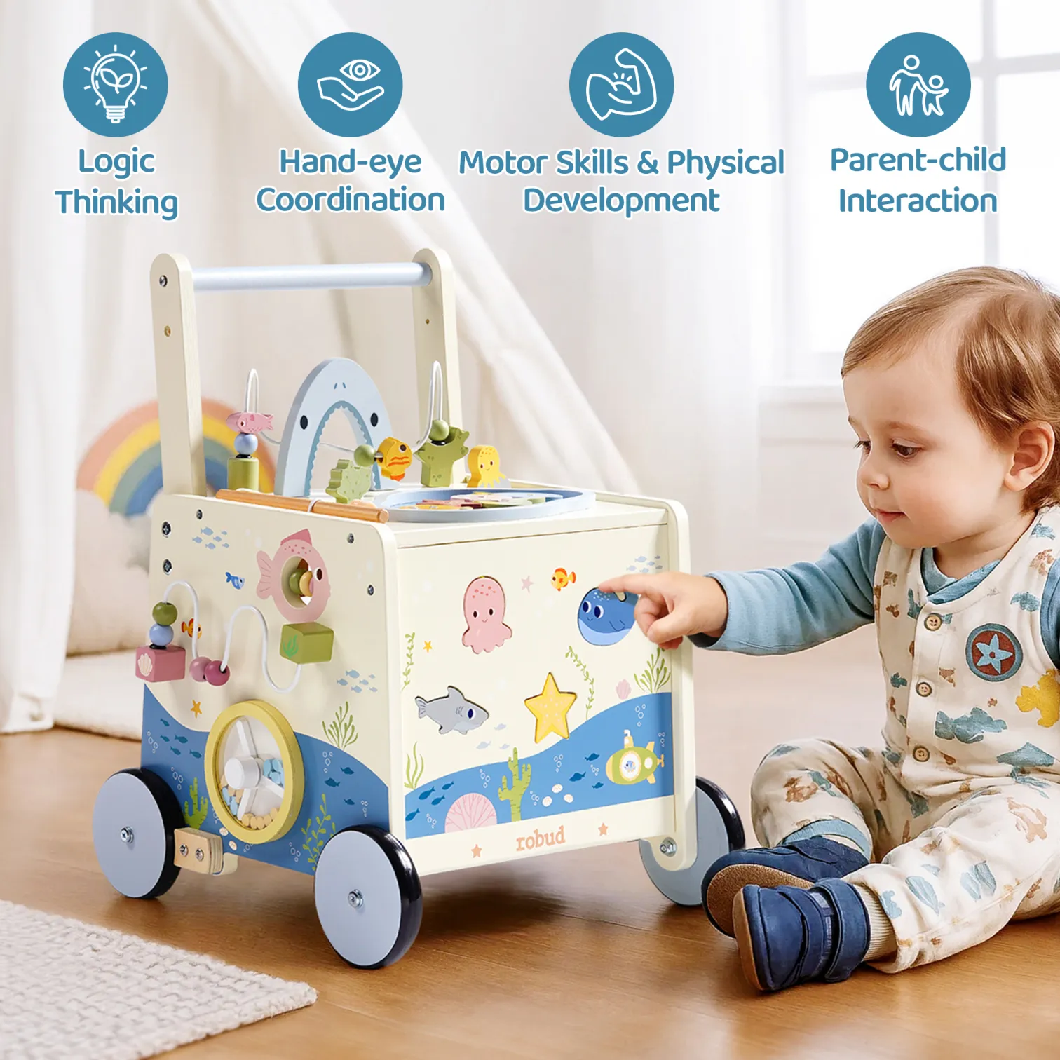 Wooden Baby Push Walker - Underwater World