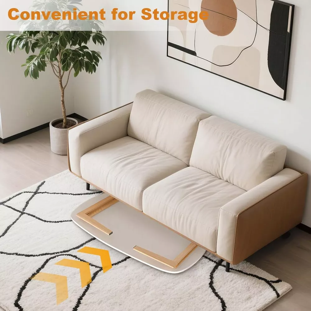 Wooden Folding Coffee Table for Small Spaces, White - Image 3