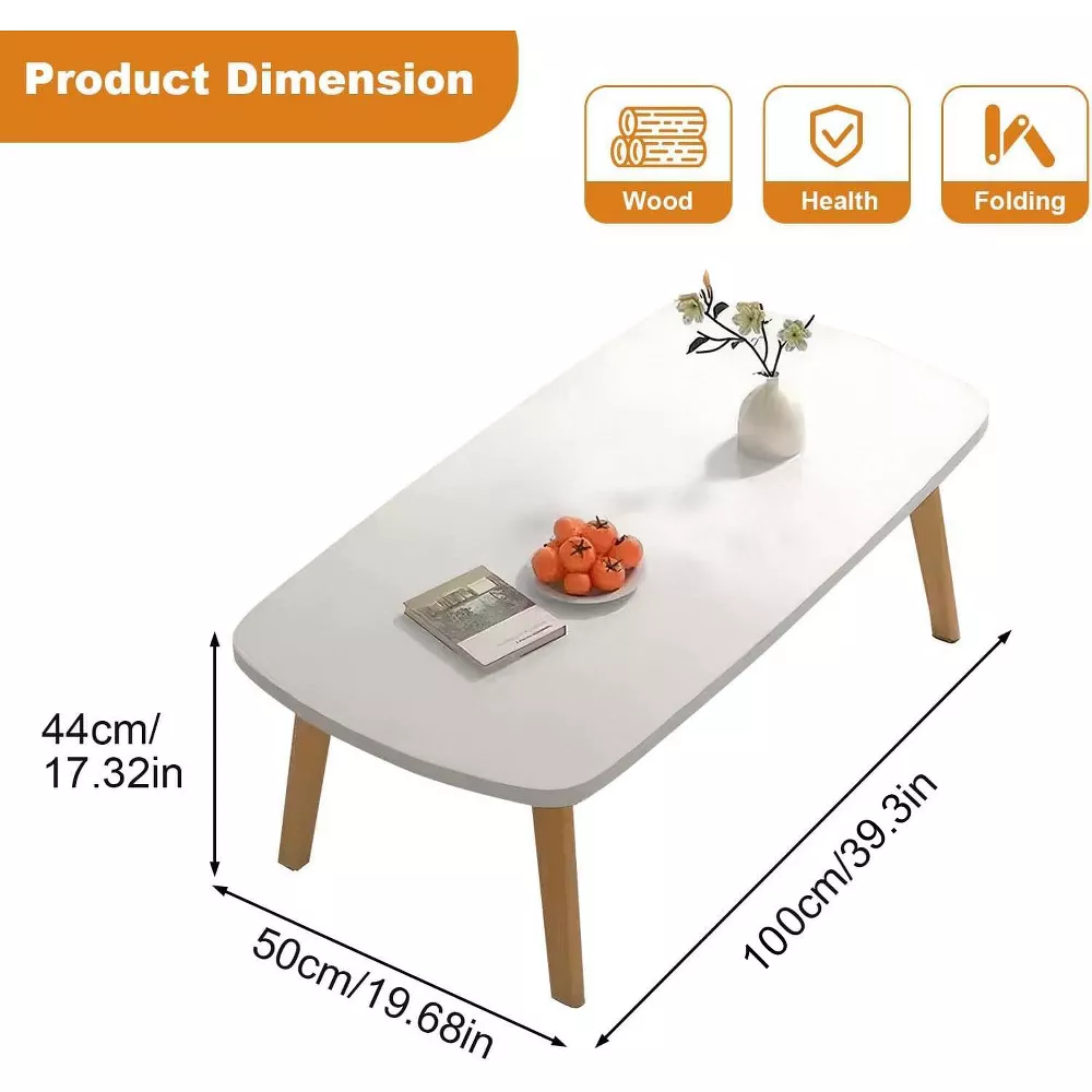 Wooden Folding Coffee Table for Small Spaces, White - Image 4