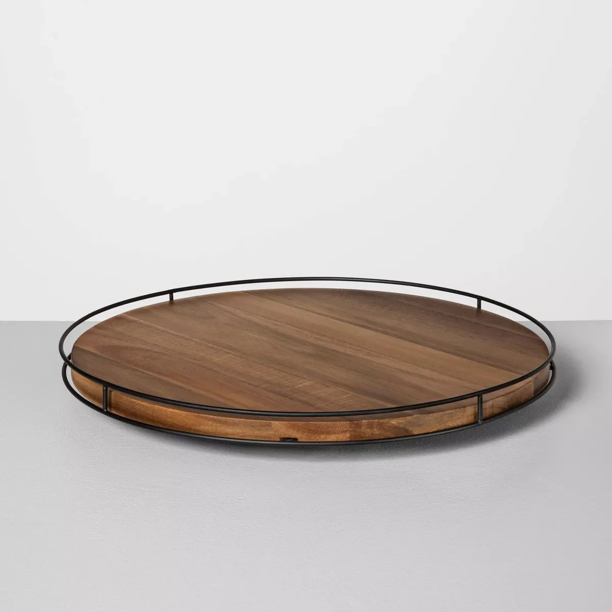 Wooden Lazy Susan with Metal Trim Brown/Black - Hearth & Hand™ with Magnolia - SHOWROOM ITEM 