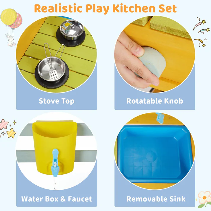 Wooden Play Kitchen, - Image 3