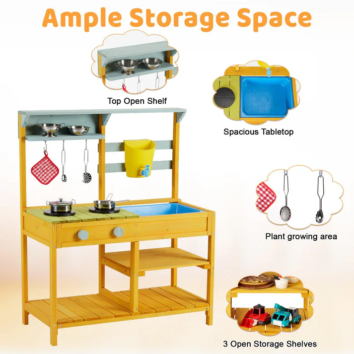 Wooden Play Kitchen, - Image 4