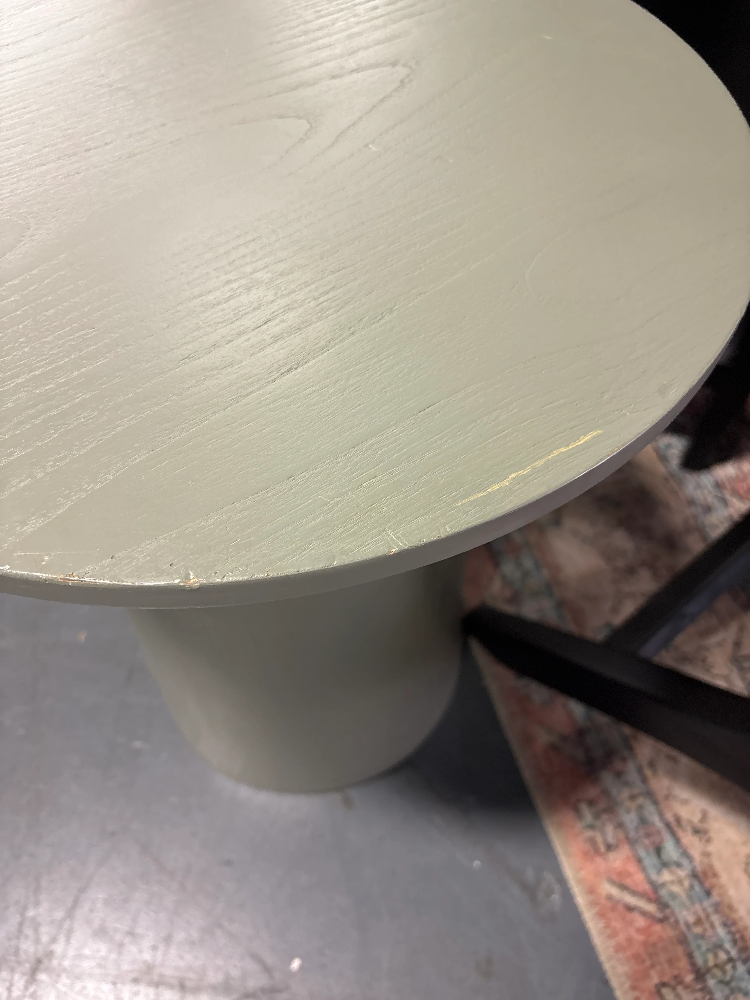 Wooden Round Pedestal Accent Side Table - Sage Green SHOWROOM ITEM - Image 3