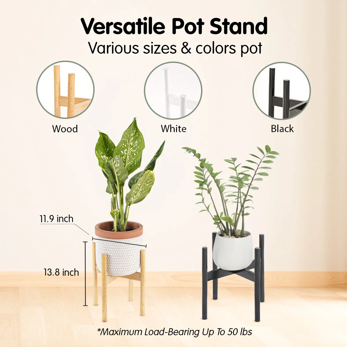 Wooden Single Floor Plant Pot Holder, - Image 4