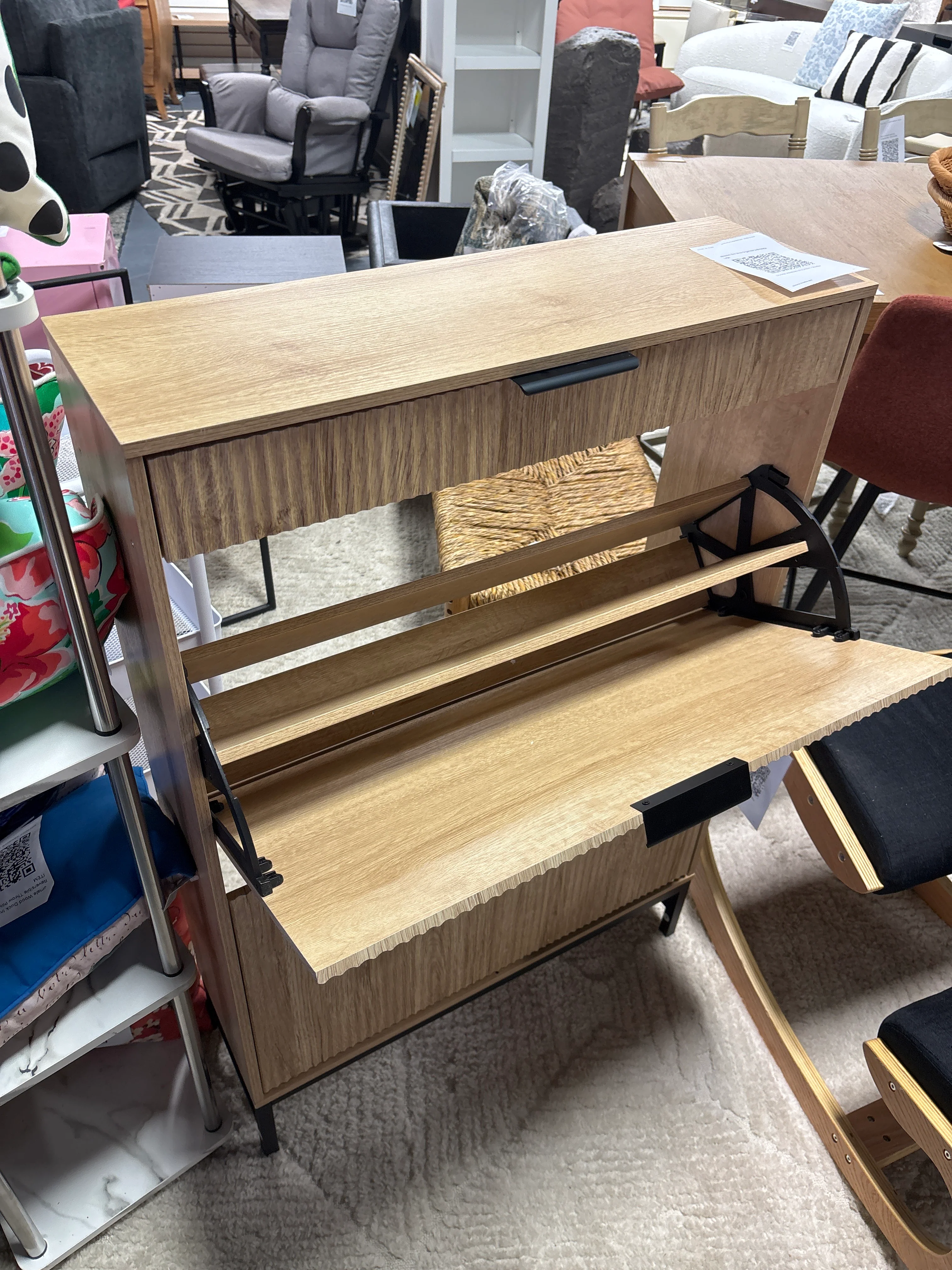 Wooden Slim Shoe Organizer with Metal Legs SHOWROOM ITEM - Image 3