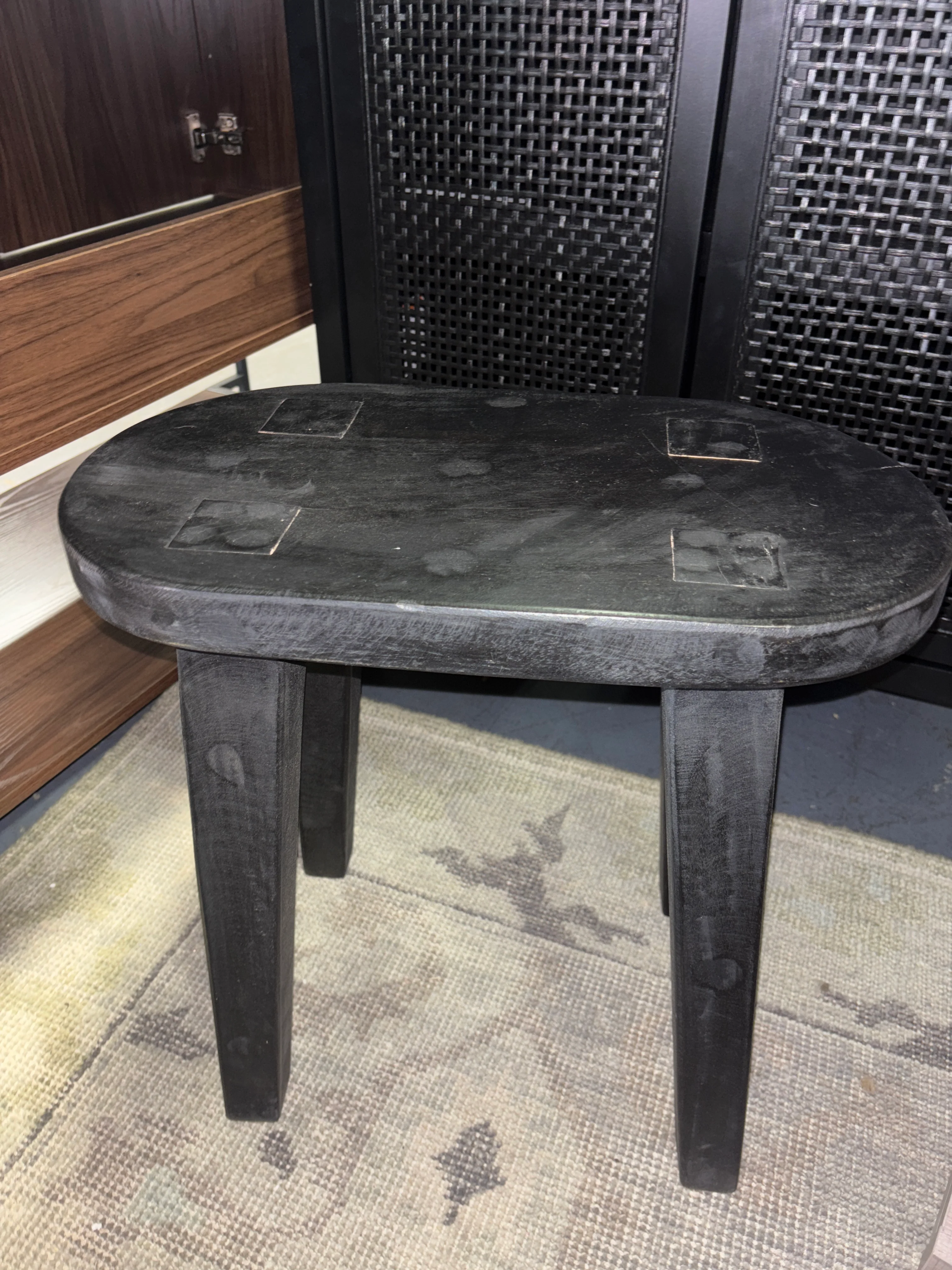 Woodland Tall Carved Wood Table - Black SHOWROOM ITEM - Image 2