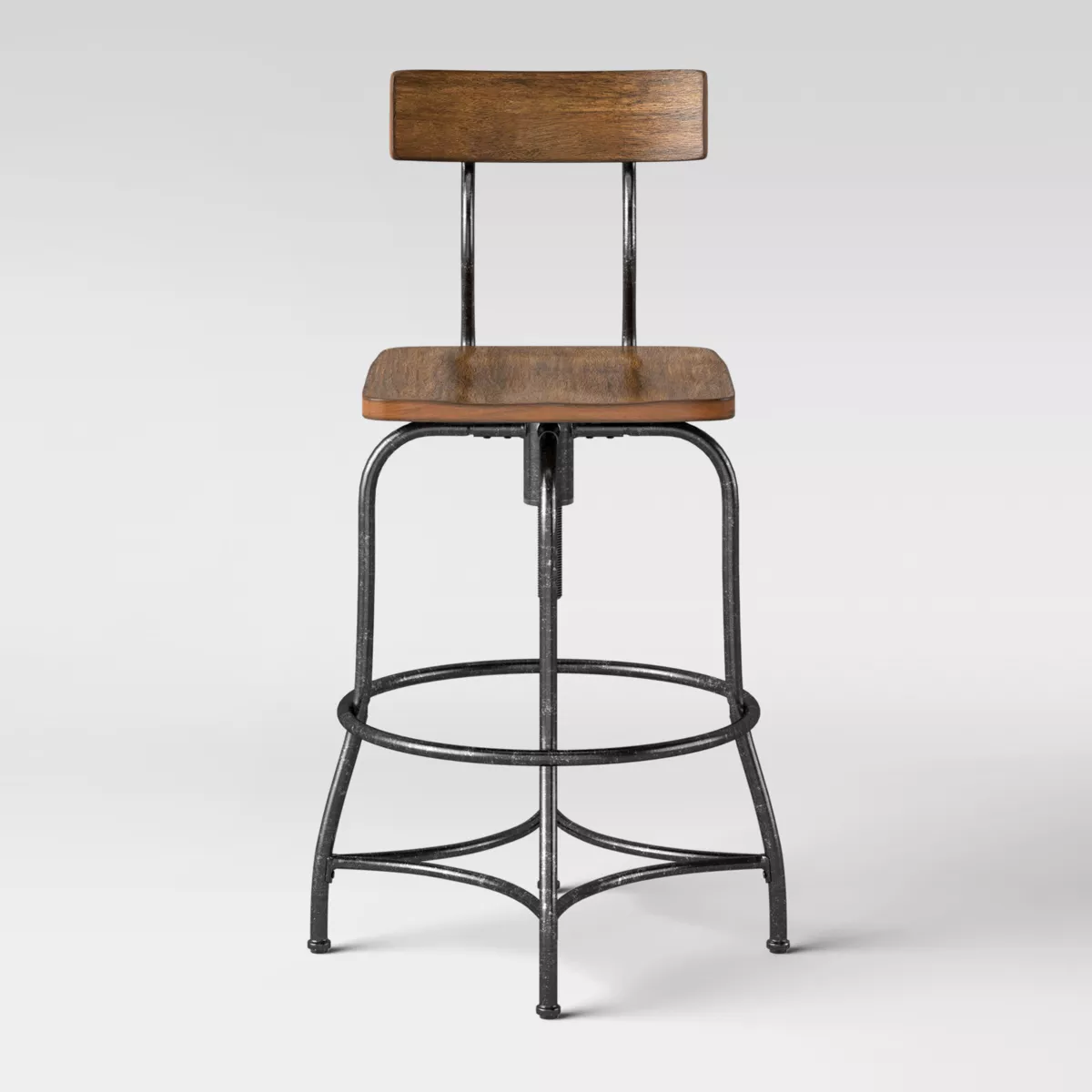 Woodsboro Adjustable Barstool Brown - Metal Frame, Wood Seat