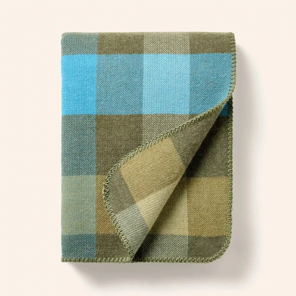 Woolrich - Plaid Throw Blanket Blue/Green SHOWROOM ITEM