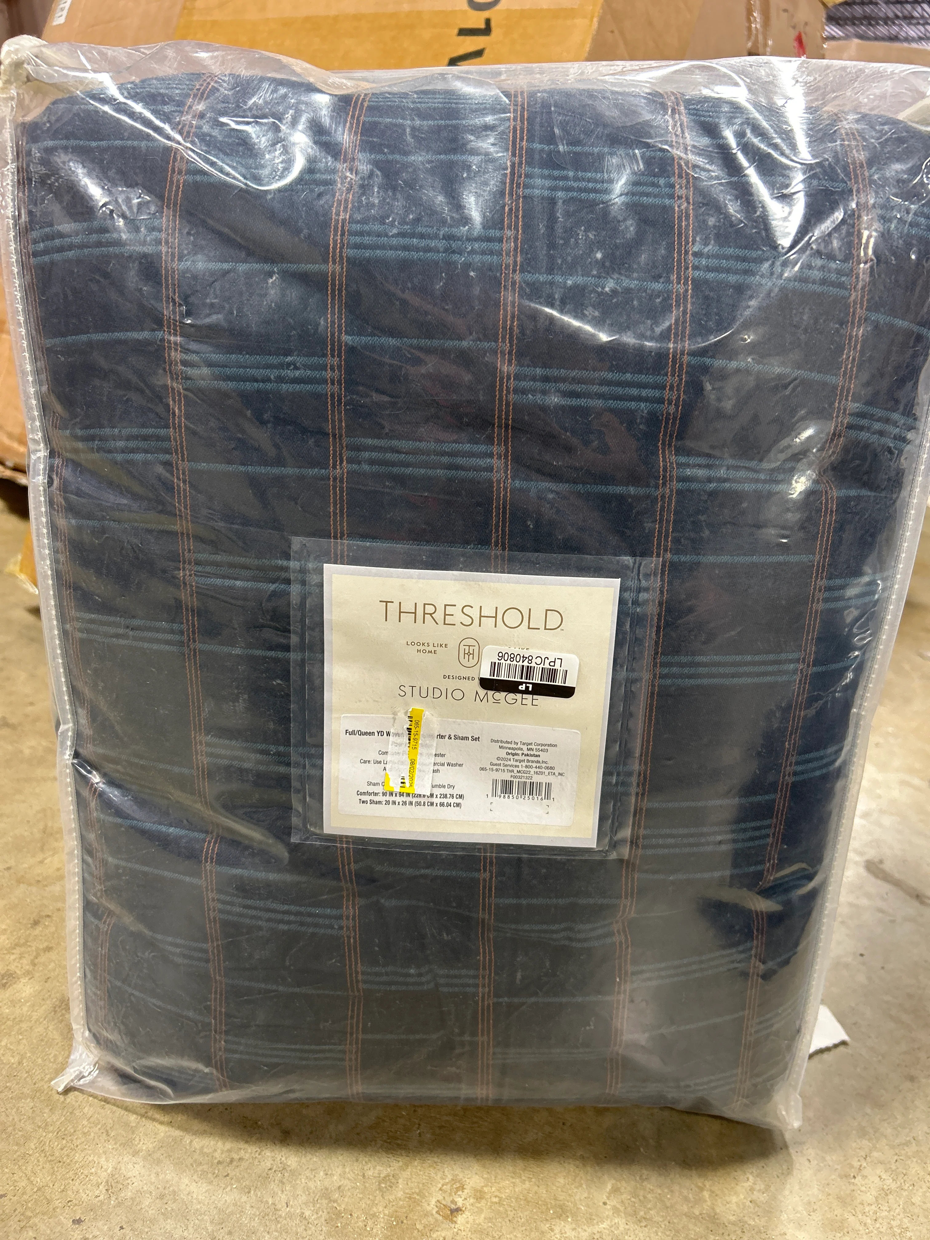 Woven Grid Comforter Set Navy Blue - Full/Queen - Image 5