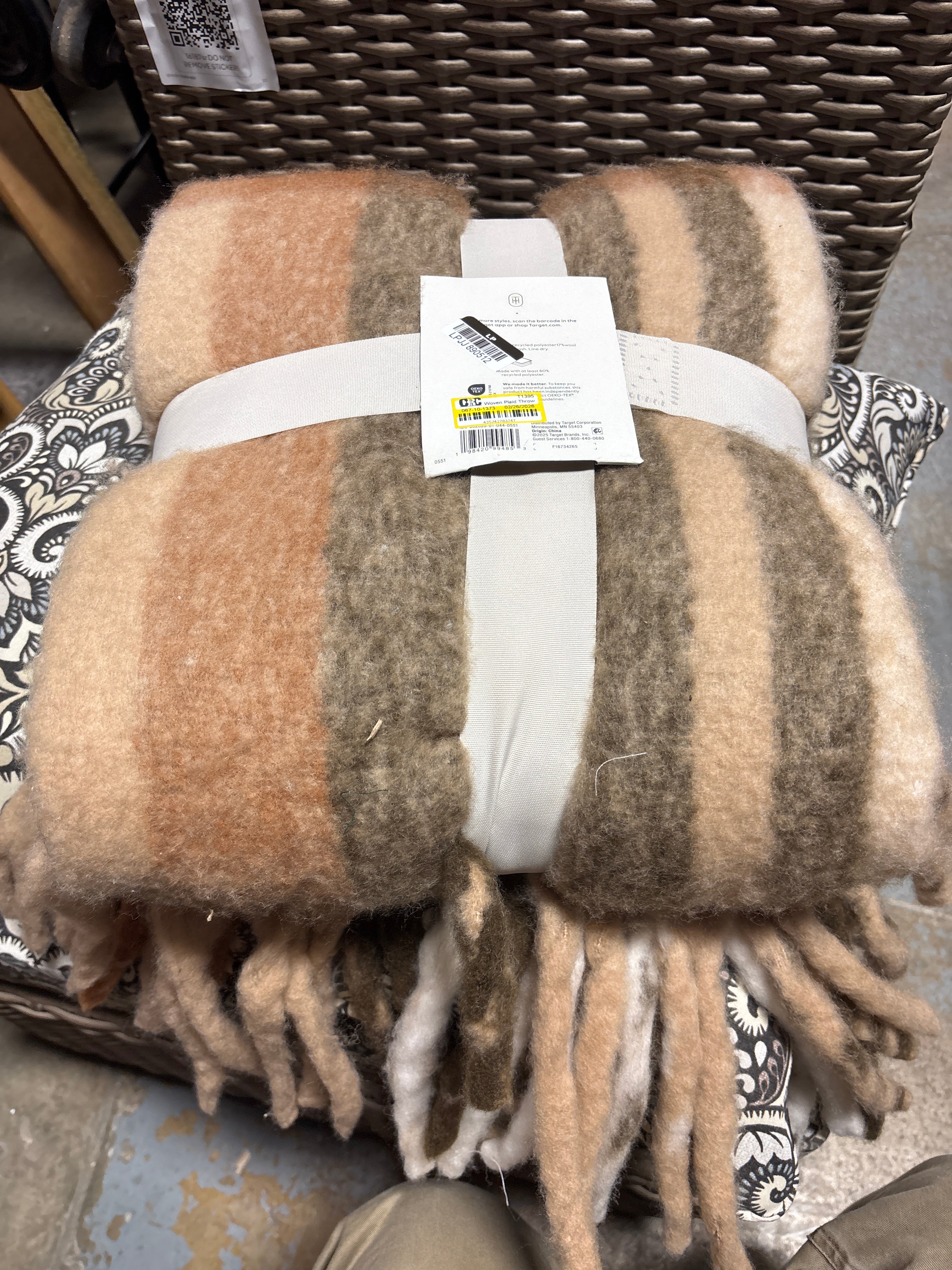 Woven Plaid Throw Blanket Tan SHOWROOM ITEM - Image 3