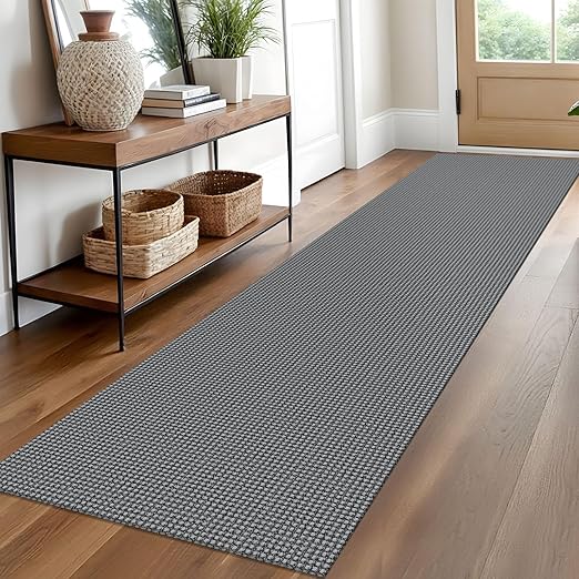 Woven Runner Rug 2x10 Ft Washable Runners Dark Gray