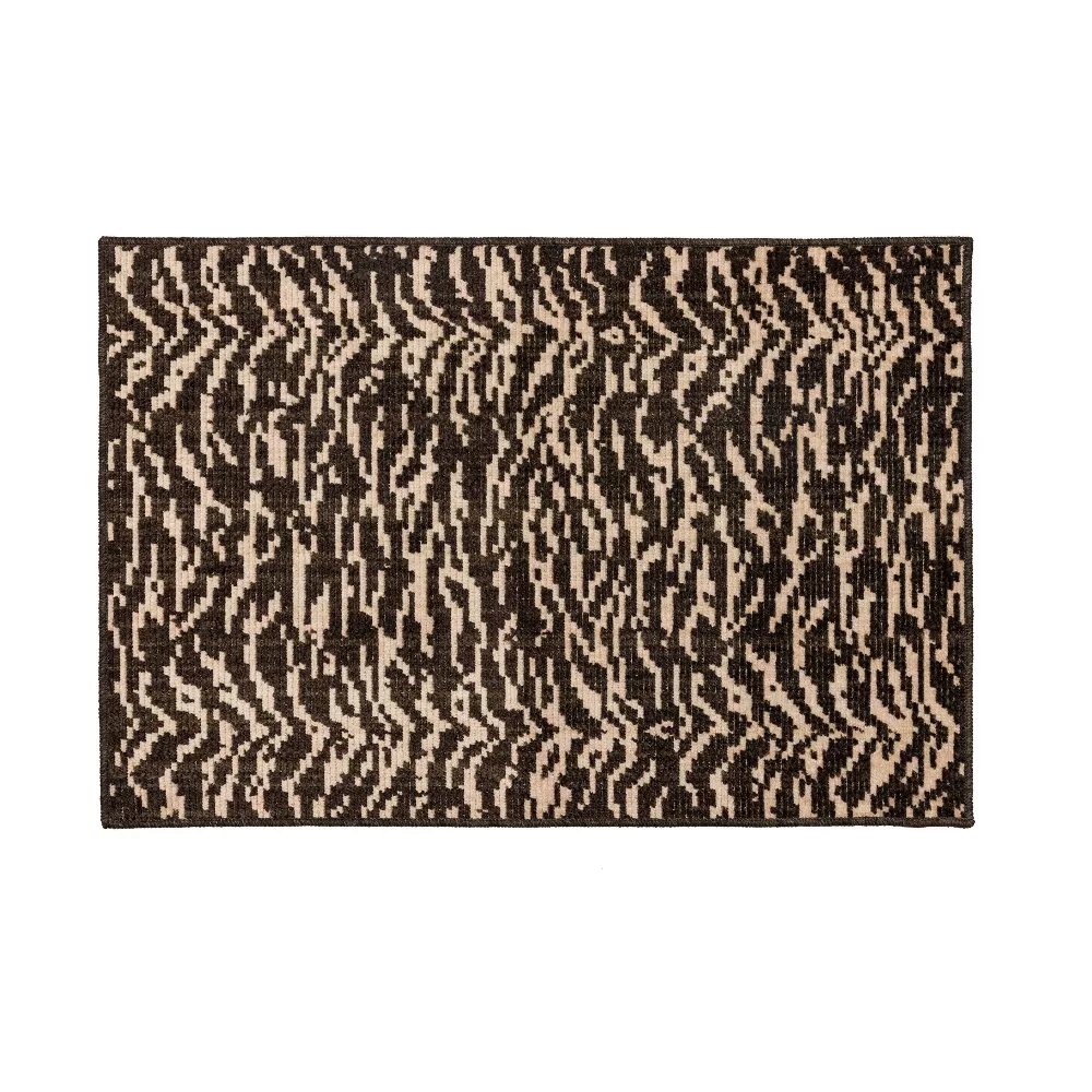 Woven Zebra Accent Rug Black/Tan