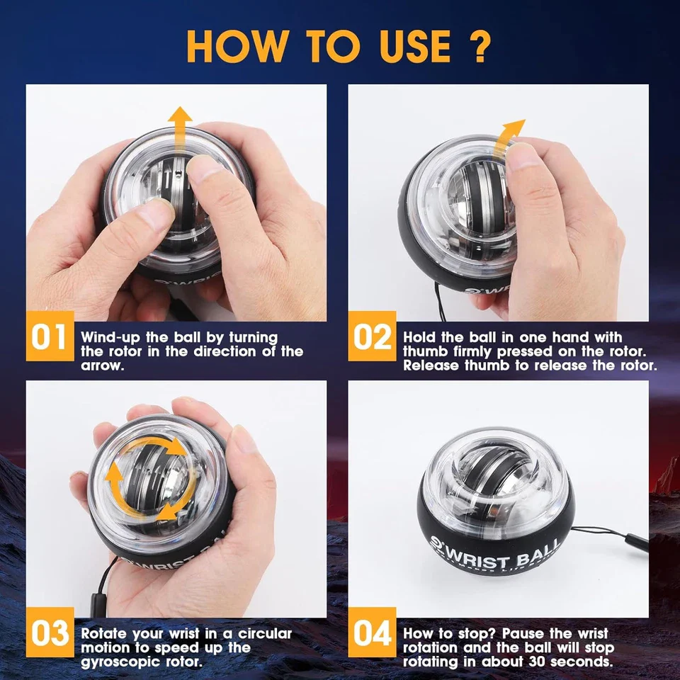 Wrist Trainer Ball Auto-Start Gyroscopic Forearm Exerciser Gyro Ball for Strength - Image 2