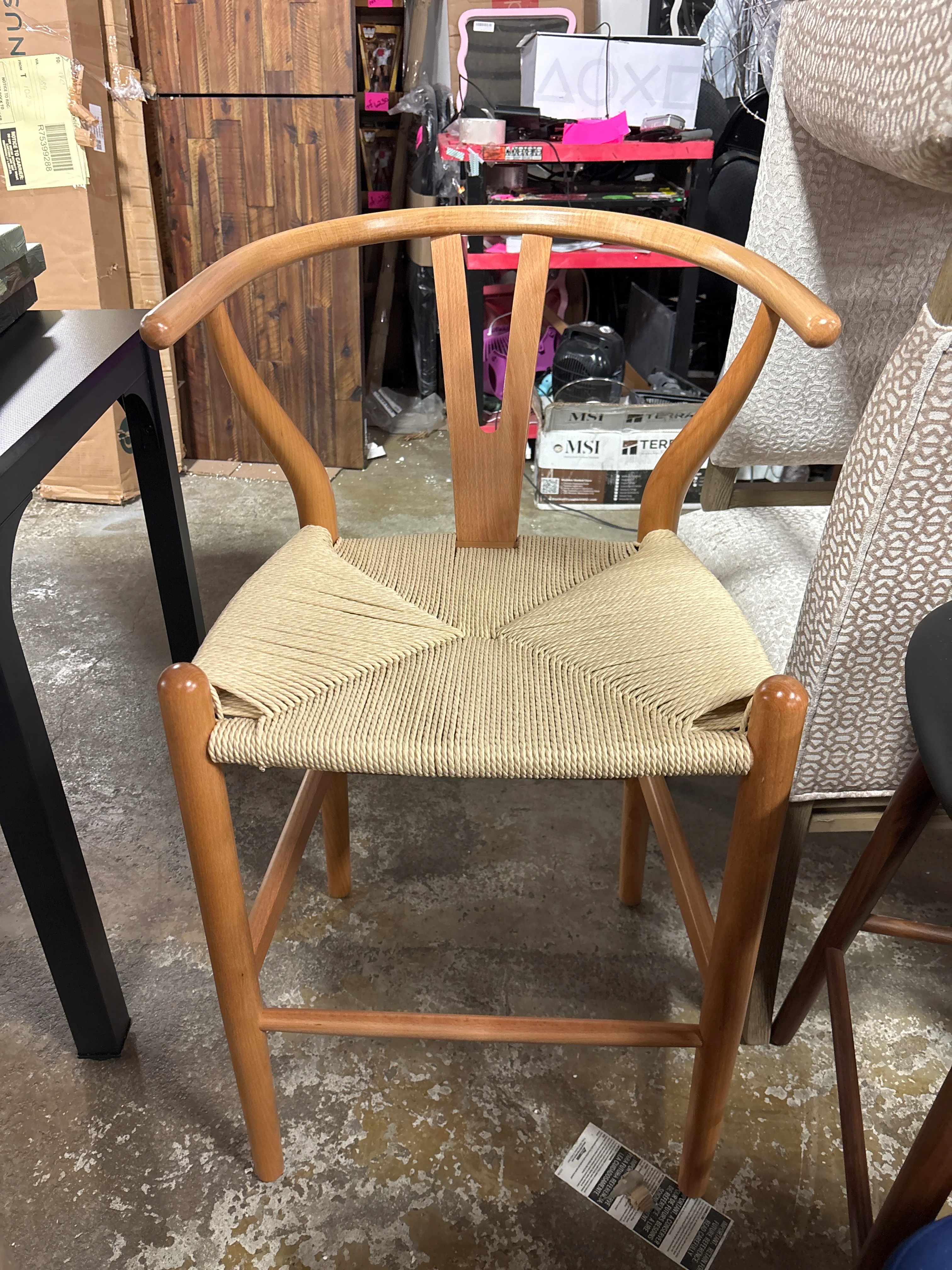 Wyn Solid Wood Counter Stool with Weave Seat SHOWROOM ITEM - Image 2