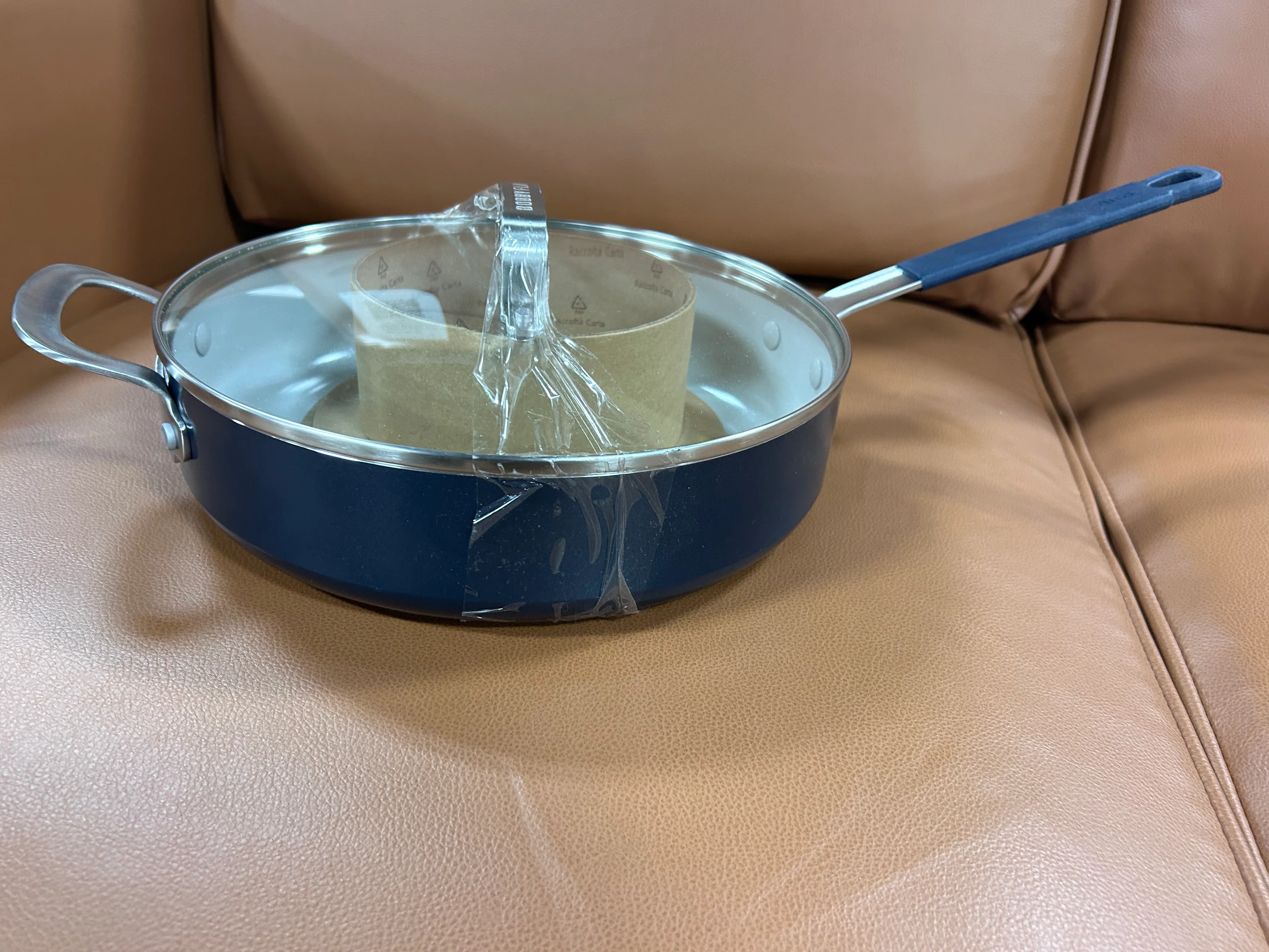 Nonstick Saute Pan with Glass Lid, Navy Blue - Image 7