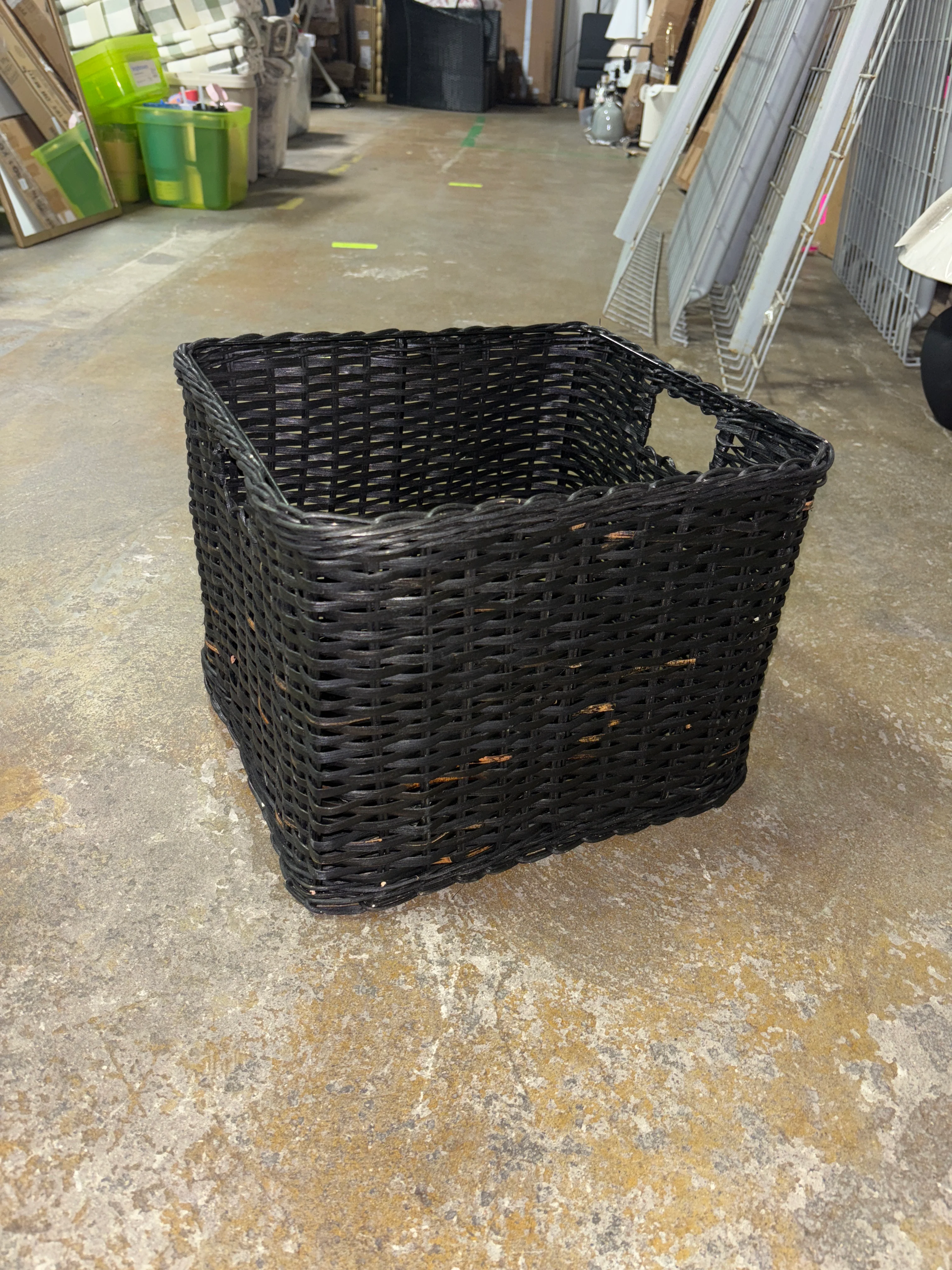 XL Washed Woven Rattan Crate Black SHOWROOM ITEM - Image 2