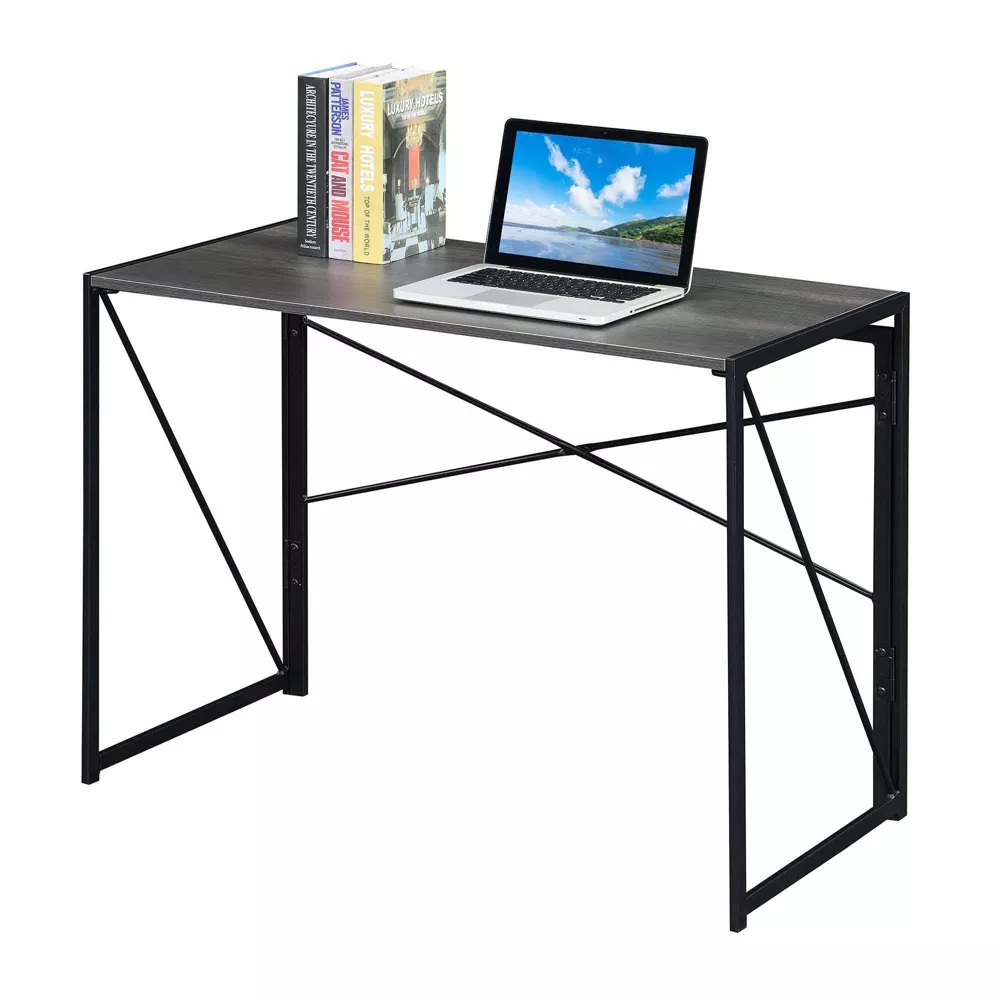 Xtra Folding Desk Charcoal Gray/Black - Image 4