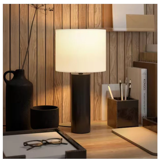 York Blackened Bronze Mini Lamp with Fabric Shade - Image 3