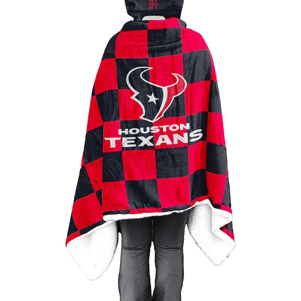 Youth Pegasus Houston Texans Checkered Sherpa Bloncho Hoodie