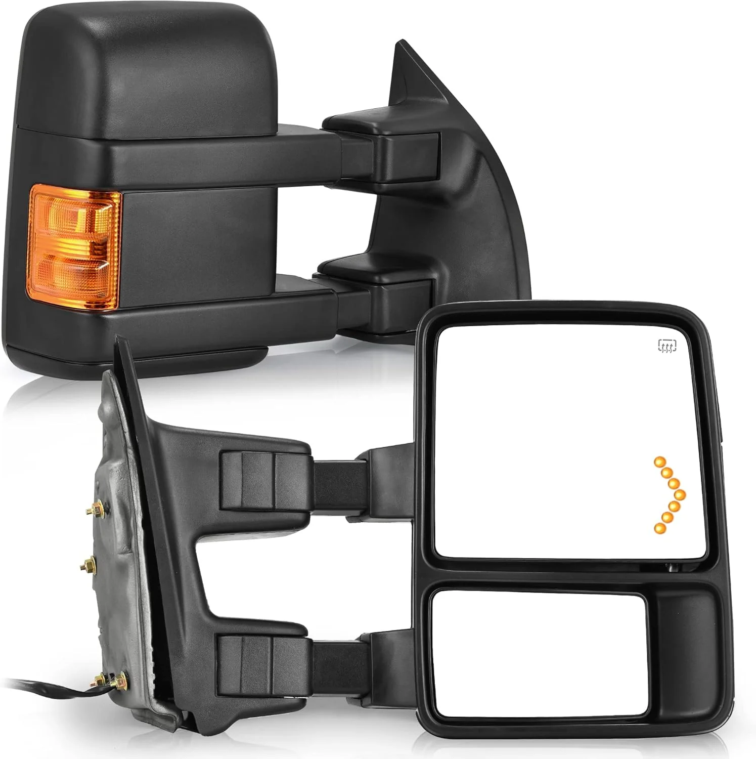 YTowing Mirrors compatible for 2008-2016 Ford F250 F350 F450 F550 Super Duty Tow Mirrors Power Heated with Amber Turn Signal Light Side Mirrors