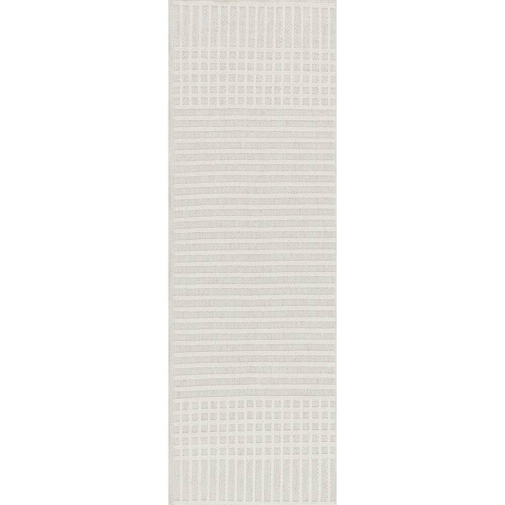 Yulia Geometric Bands Area Rug - 2' 6" x 10' - Light Grey