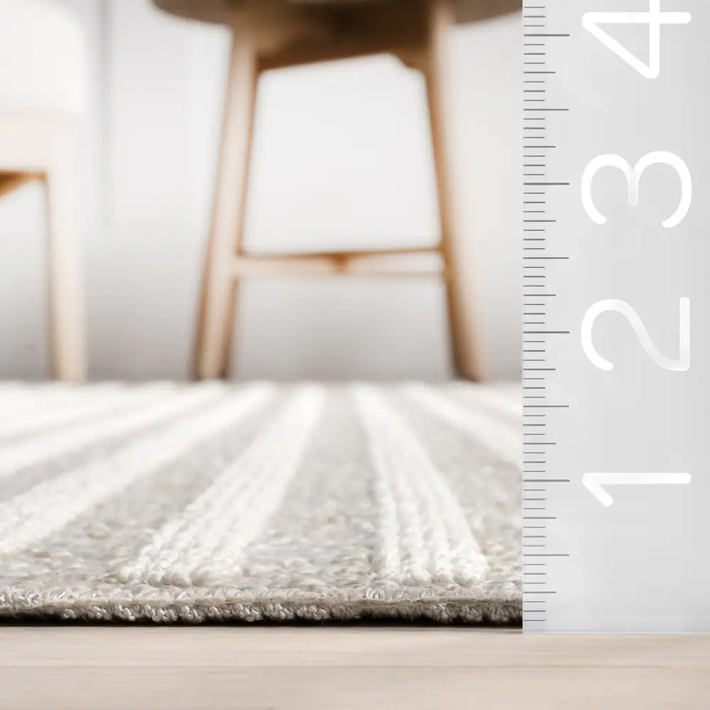 Yulia Geometric Bands Area Rug - 2' 6" x 10' - Light Grey - Image 2