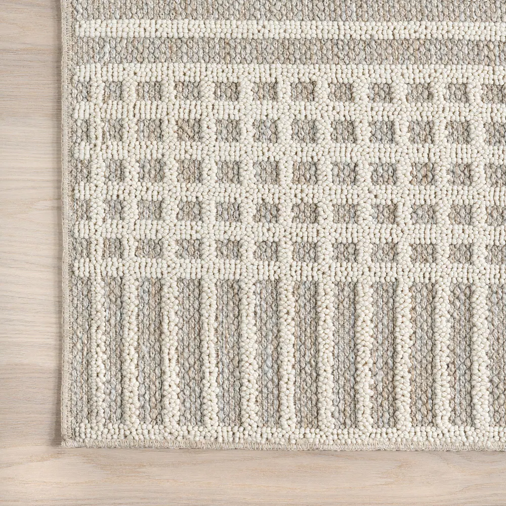 Yulia Geometric Bands Area Rug - 2' 6" x 10' - Light Grey - Image 4