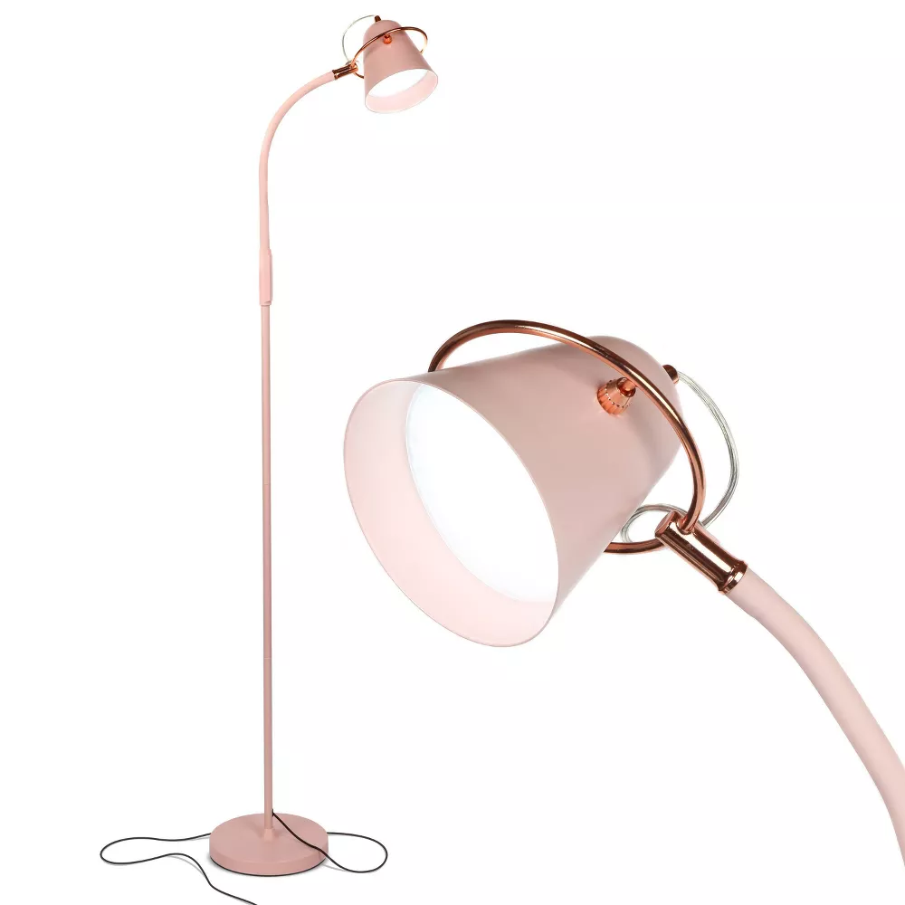 Zoey Modern Gooseneck Arc Floor Lamp Pastel Pink SHOWROOM ITEM